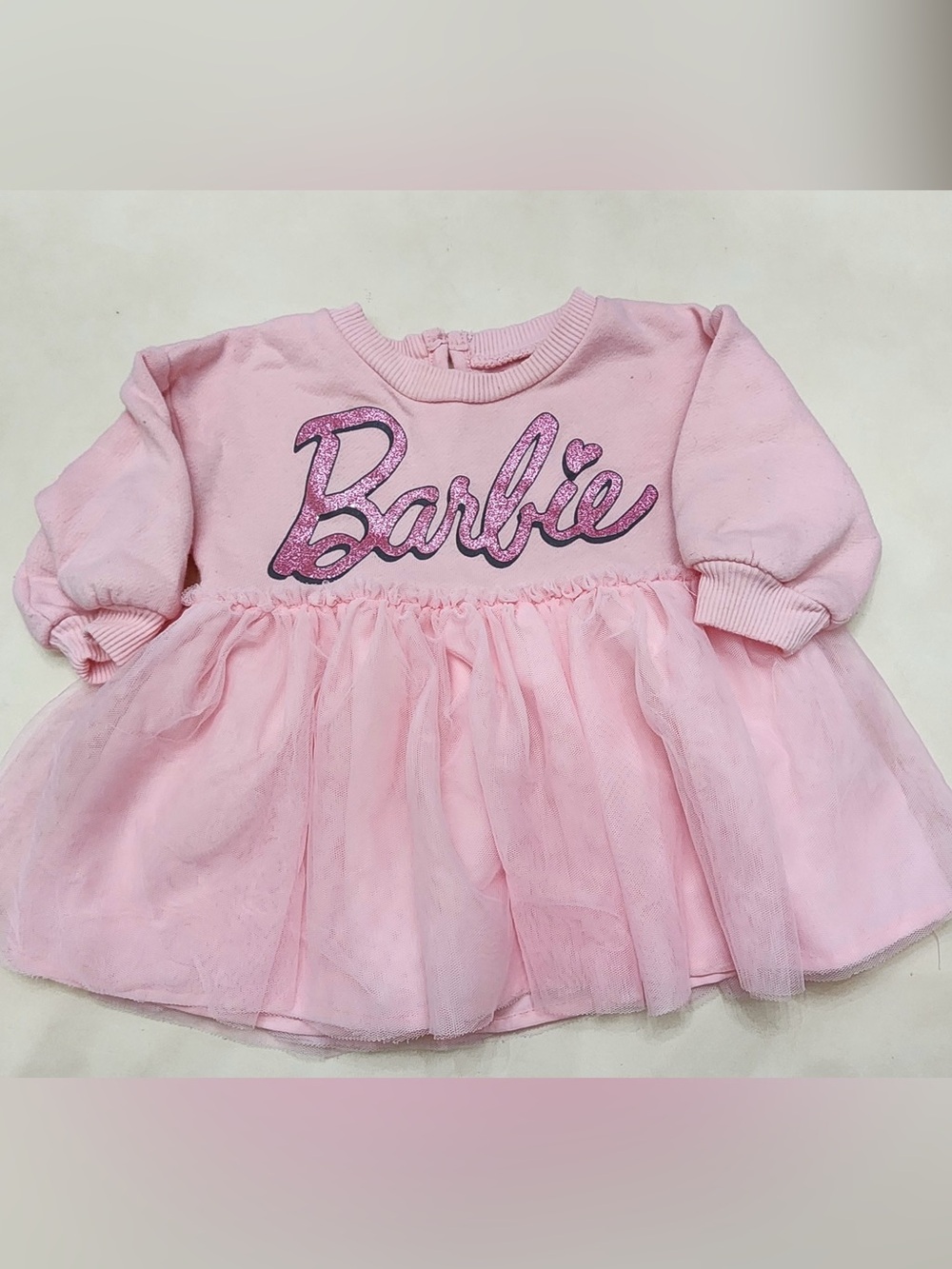 Barbie Light Pink Tulle Dress Top with Glitter Logo